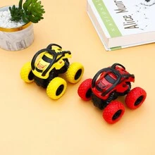 2 件婴儿男孩卡车玩具适合婴儿小玩具车推拉玩具车学龄前学习玩具幼儿车适合婴儿男孩女孩，红色和黄色，学校用品 - 彩色 - 查看 3