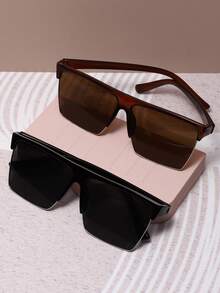 新款方形时尚眼镜，男女通用，PC 材质，适合驾驶、旅行和日常使用 - 彩色 - 查看 3