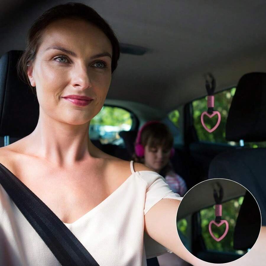 2 Pieces Heart Shaped Car Handle Straps Drift Charm Rear Bumper Warning