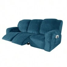 3 Seater Recliner Sofa Cover Velvet Stretch Reclining Couch Slipcover Thick Soft Washable Covers With Side Pocket For Reclining Sofa Protector 8pcs/Set - Blue - View 8