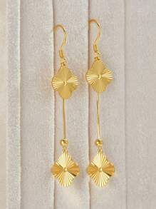 1Pair Sparkling 925 Silver Layered Four Leaf Clover 18K Gold Plated Dangle Earrings,Gifts For Mother's Day,Perfect For Women Daily Wear