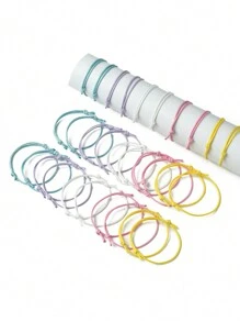 30 Pièces Bracelets De Corde Tressée En Polyester Ciré Réglables De 5 Couleurs Mélangées, Diamètre Intérieur : 1-5/8 ~ 3-1/8 Pouce (4 ~ 8 Cm) - Multicolore - Voir 4