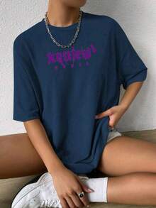 Plus Size T-Shirts - Màu xanh hải quân - Xem 2