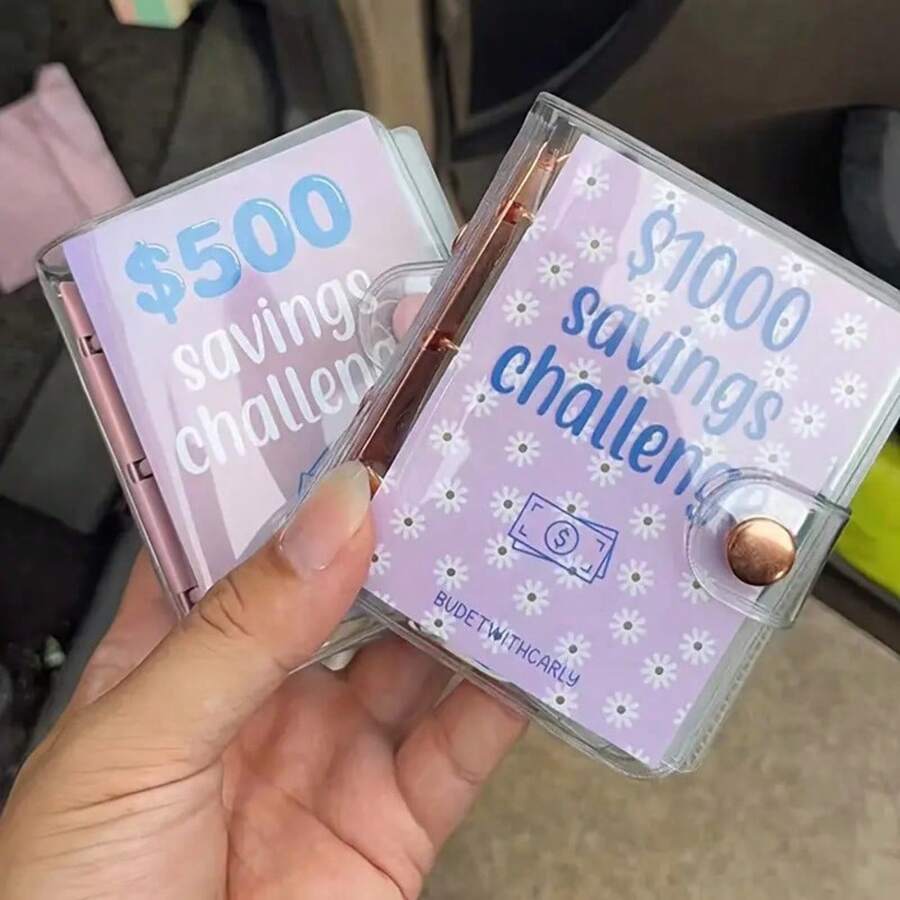 Thử thách tiết kiệm với sổ tay mini: Ngân sách tiết kiệm $150/$300/$500/$1000, ví đựng tiền mặt, sổ tay lập kế hoạch ngân sách. - Nhiều màu - Xem 1