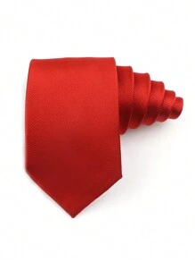 ZONFAZ 1pc 8cm Men's Solid Red Classic Casual Necktie,Festival,Graduation Gift - Red - View 2