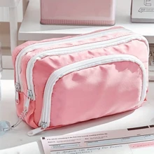 1 pieza Estuche grande de lápices tipo macaron, bolsa de papelería estilo INS, bolsa portátil de mano para lápices, bolsa de cosméticos, para adolescentes, oficina y útiles escolares, de vuelta a clases, estuche de lápices, mochila escolar