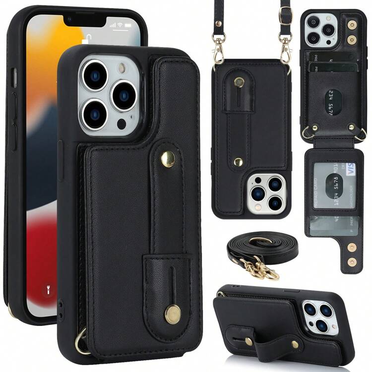 OUKNOEO Fashion Crossbody Bag & Faux Leather Phone Case, Compatible With IPhone 17 Air, 16e, 15, 14, 13, 12, 11 Pro, XS Max, 7, 8 Plus, XR, SE, And Galaxy S25 Edge, S24, S23, S22 Ultra Plus, A13, A14, A15, A16, A35, A36, A53, A54, A55, A56, Z Fold 7 FE, 6, 5, 4 - Black - View 2