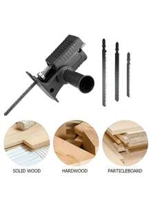 1pc Portable Reciprocating Saw Attachment For Electric Drill With Blade And Accessories For Woodworking Cutting - Black - View 3