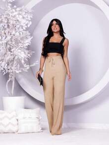 Women Pants - 杏色 - 查看 3