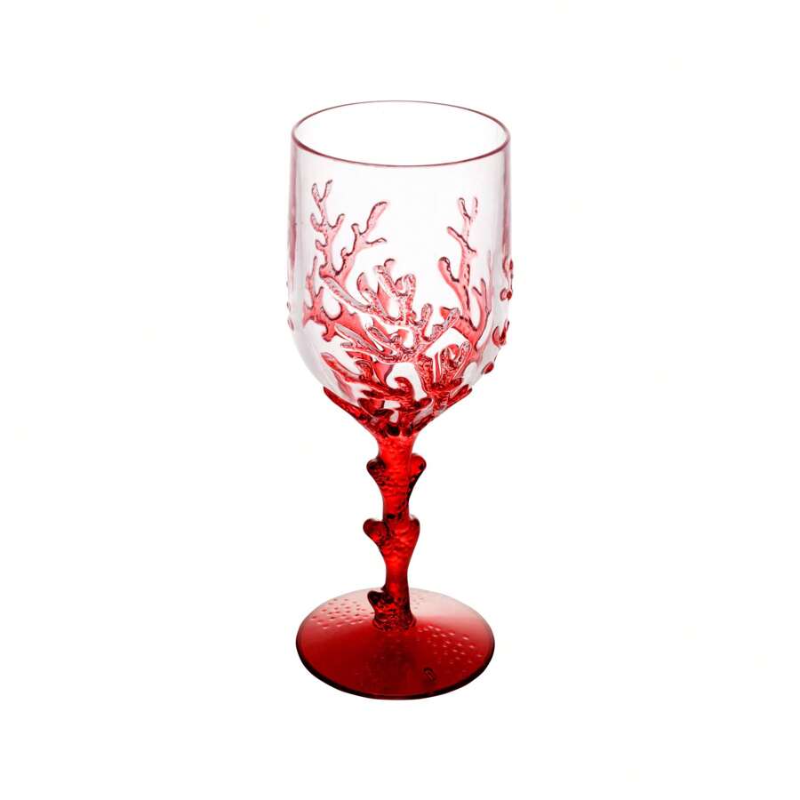 Conjunto 6 Taças De Acrílico Coral Vermelho 450ml - Wolff - Coral - Visão 1