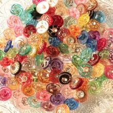 10/20/30/50/100pcs Mixed Color Acrylic Rhinestone Plastic Shank Buttons With Gold Edge For Sweater, Knitted Cardigan, Shirt, Coat, Dress DIY Sewing Craft - Multicolor - View 3