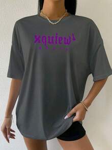 Plus Size T-Shirts - Màu xám đen - Xem 2