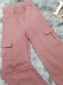 PANTS WITH RIGID GABARDINE CARGO BAGS - Pink - View 2