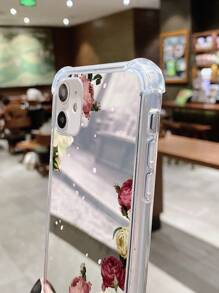 雏菊美学玫瑰 1 件装多色亚克力镜面手机壳，带花朵和花瓣设计，兼容 Apple Iphone
