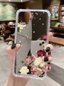 雏菊美学玫瑰 1 件装多色亚克力镜面手机壳，带花朵和花瓣设计，兼容 Apple Iphone