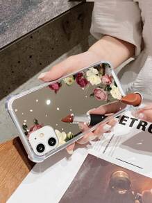 雏菊美学玫瑰 1 件装多色亚克力镜面手机壳，带花朵和花瓣设计，兼容 Apple Iphone