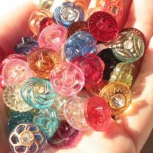 10/20/30/50/100pcs Mixed Color Acrylic Rhinestone Plastic Shank Buttons With Gold Edge For Sweater, Knitted Cardigan, Shirt, Coat, Dress DIY Sewing Craft - Multicolor - View 8