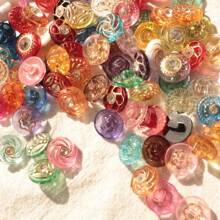 10/20/30/50/100pcs Mixed Color Acrylic Rhinestone Plastic Shank Buttons With Gold Edge For Sweater, Knitted Cardigan, Shirt, Coat, Dress DIY Sewing Craft - Multicolor - View 6