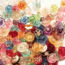 10/20/30/50/100pcs Mixed Color Acrylic Rhinestone Plastic Shank Buttons With Gold Edge For Sweater, Knitted Cardigan, Shirt, Coat, Dress DIY Sewing Craft - Multicolor - View 4