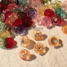 10/20/30/50/100pcs Mixed Color Acrylic Rhinestone Plastic Shank Buttons With Gold Edge For Sweater, Knitted Cardigan, Shirt, Coat, Dress DIY Sewing Craft - Multicolor - View 2