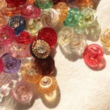 10/20/30/50/100pcs Mixed Color Acrylic Rhinestone Plastic Shank Buttons With Gold Edge For Sweater, Knitted Cardigan, Shirt, Coat, Dress DIY Sewing Craft - Multicolor - View 7