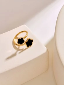 18K Gold Plated Fashion Stainless Steel Flower Ring For Women For Daily Life For Girlfriend Gift For Men Valentines,Mom,Mother,Mother's Day,Gift