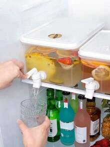 1pc 5l Transparent Refrigerator Water Bottle With Spigot, Suitable For Fruit Tea & Cold Water, Household Drinks Container - Transparent White - View 4