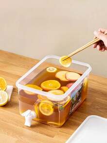 1pc 5l Transparent Refrigerator Water Bottle With Spigot, Suitable For Fruit Tea & Cold Water, Household Drinks Container - Transparent White - View 6