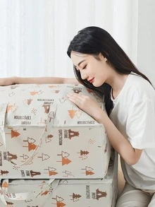 1 Túi Đựng Đồ Gấp Không Dệt Có Họa Tiết Gấu Rừng, Không Dệt, Không Thấm Nước, Chống Ẩm, Chịu Lực Mạnh, Bền, Thích Hợp Cho Tủ Quần Áo Gia Đình, Chăn Mền, Túi Sắp Xếp Trường Học, Túi Đựng Đồ Cho Giáo Viên - Màu be - Xem 4