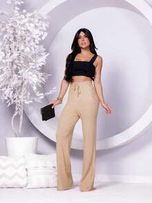 Women Pants - 杏色 - 查看 4