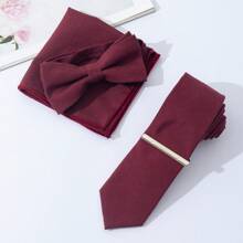 4 cái/bộ Nam Cao-kết thúc Thon gọn Len Cà vạt , Nơ thắt , Hình vuông bỏ túi Và Kẹp cà vạt Tổ hợp Bộ , Thích hợp Đối với Sinh nhật Và Ngày lễ Hoàn hảo Đối với Đám cưới , , Ngày tháng , Bữa tối , Và - Bộ cà vạt bốn mảnh vừa vặn - Xem 31