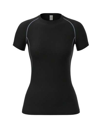 Camiseta de compresión para fitness de secado rápido y elástica para correr, yoga, entrenamiento, camiseta básica