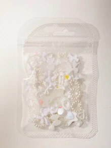 Gói 100 chiếc 3D White Series Resin Butterfly Nail Art Charm Rose Peach Skirt Bow Snake Ice Cream Dragon Heart Bow Glitter Hollow Star Rabbit Animal Shape Nail Art Rhinestone Faux Pearl Thích hợp cho DIY Nail Art Decoration Making Craft Xuân Hè Thu Đông Phong cách Y2K Nghệ thuật làm móng Phụ kiện làm móng Charms Nail Gems Nail Supplies Nails - trắng - Xem 4