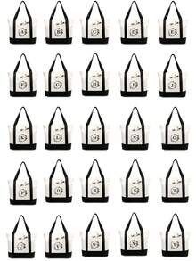 1個奶奶禮物,帆布手提袋,個性化禮物袋,適用於婚禮,生日,海灘度假等場合,是女性、母親、老師、朋友、伴娘的絕佳禮物,自然元素教師感謝禮物女士亞麻高容量手提袋畢業禮物字母印花時尚教師手提袋校園禮物海灘度假 - 米色 - 查看 2