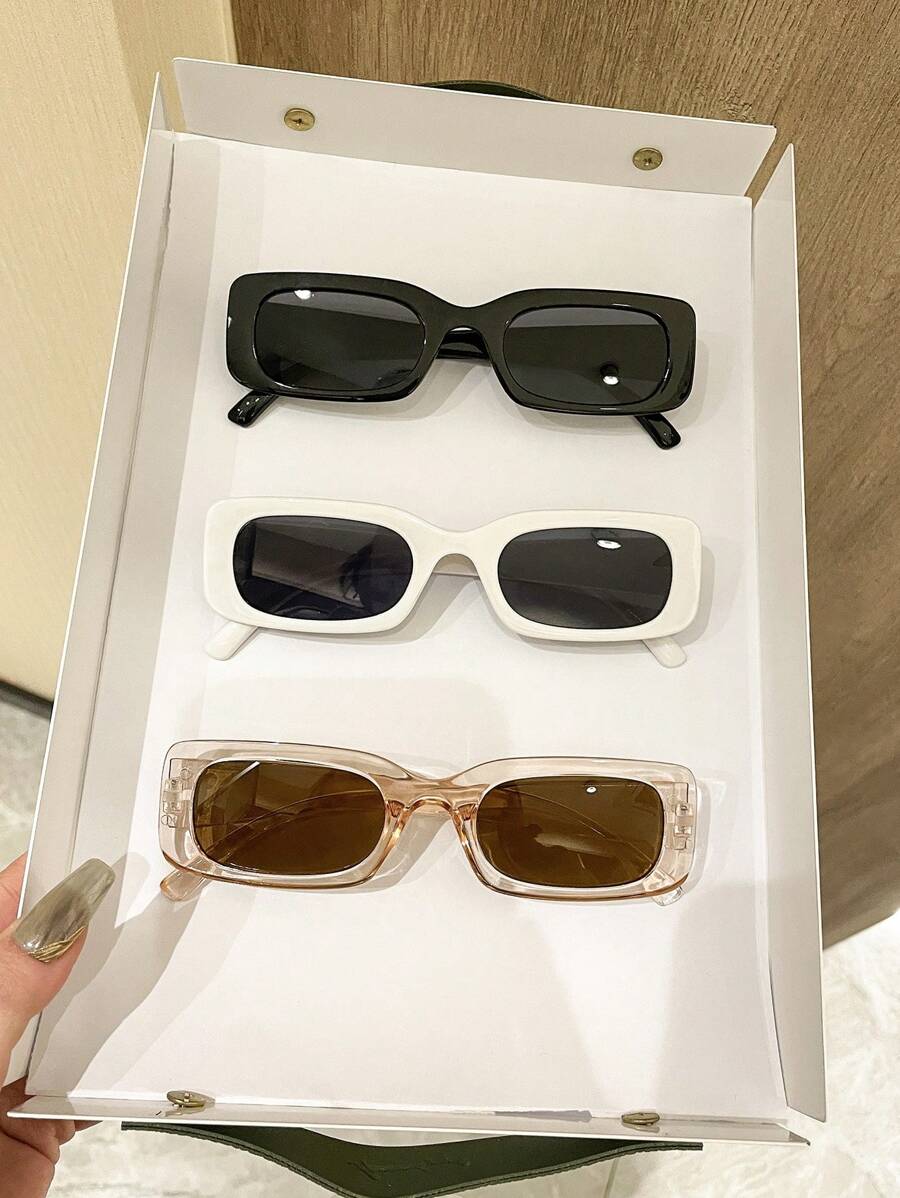 3pcs Y2k Style Square Frame Cute Fashion Eyeglasses For Women, Daily Wear,School Beach Accessories For Women Glasses Shades