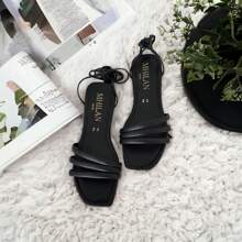 Sandalias Gladeadoras Sin Tacón De Tiras Cruzadas 01 MHILAN - Negro - Ver 1