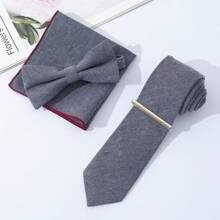 4 cái/bộ Nam Cao-kết thúc Thon gọn Len Cà vạt , Nơ thắt , Hình vuông bỏ túi Và Kẹp cà vạt Tổ hợp Bộ , Thích hợp Đối với Sinh nhật Và Ngày lễ Hoàn hảo Đối với Đám cưới , , Ngày tháng , Bữa tối , Và - Bộ cà vạt bốn mảnh vừa vặn - Xem 16