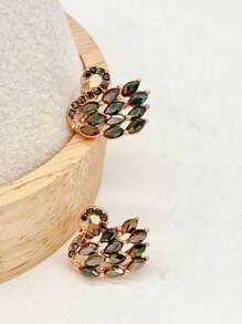 1pair Fashionable Diamond Style Animal Shaped Stud Earrings - Multicolor - View 1