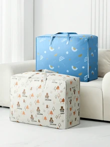 1 Túi Đựng Đồ Gấp Không Dệt Có Họa Tiết Gấu Rừng, Không Dệt, Không Thấm Nước, Chống Ẩm, Chịu Lực Mạnh, Bền, Thích Hợp Cho Tủ Quần Áo Gia Đình, Chăn Mền, Túi Sắp Xếp Trường Học, Túi Đựng Đồ Cho Giáo Viên - Màu be - Xem 6