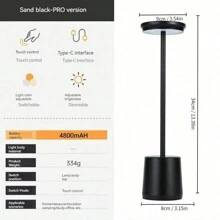 1件觸控可充電led桌燈,日式風格,便攜式金屬燈,豪華床頭夜燈,餐廳酒吧高級氣氛感桌燈