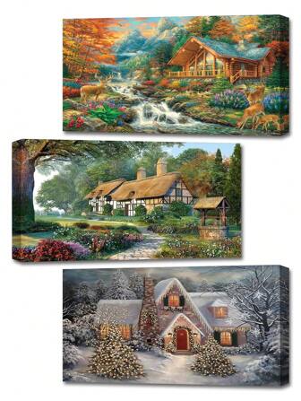 Kit De Pintura De Diamante 5d Diy, Diseño De Montaña Y Arroyo, Adecuado Para Adultos, Juego De Manualidades Artísticas De Diamantes Redondos De Perforación Completa Grande, Mejor Para Decoración De Pared Del Hogar, Gran Elección Para Regalos De Navidad Y Halloween, Tamaño: 40x70cm/15.7x27.6in