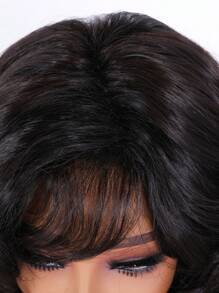 18 Inch Black Brown Long Natural Wave Wig With Bangs Synthetic Wigs For Daily Party Wear - Black-brown - View 5