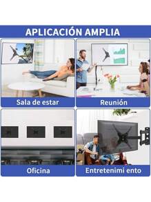 Soporte De TV Ajustable Universal Para, Resistente, Soporte Para TV Ajustable Color Negro, Soporta Hasta 40 Kg, Soporte De Pared Para TV/Television/Televisor Movible Con Brazo Para Pantallas Pulgadas, Resistente Con Materiales Reforzado, Apto Para La MayoríA De Televisores Y Monitores De Pantalla Plana Led Lcd De 14" A 55" (Negro) - Negro - Ver 7