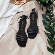 Sandalias Gladeadoras Sin Tacón De Tiras Cruzadas 01 MHILAN - Negro - Ver 2