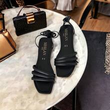 Sandalias Gladeadoras Sin Tacón De Tiras Cruzadas 01 MHILAN - Negro - Ver 5