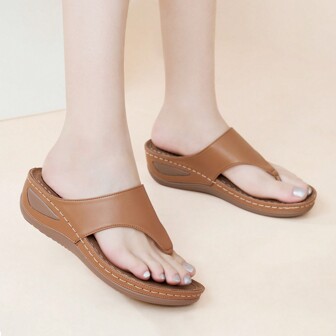 Women's Massage Beads Platform Thick Bottom Sandals, Comfortable Flip Flops, Wedge Dress Sandals