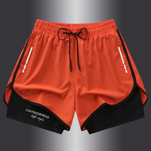 Summer Quick-Drying 2 In 1 Running Shorts With Inner Briefs, Training Sports Fitness Shorts For Boyfriend Style Men