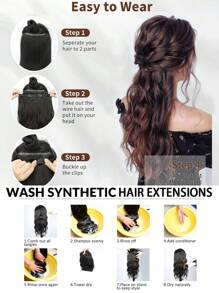 nimoki 22Inch Invisible Wire Hair Extensions For Daily Use Straight Wire Hairpiece Synthetic Hair Extensions With Transparent Adjustable Wire For Women(Blonde) - Gold - View 7