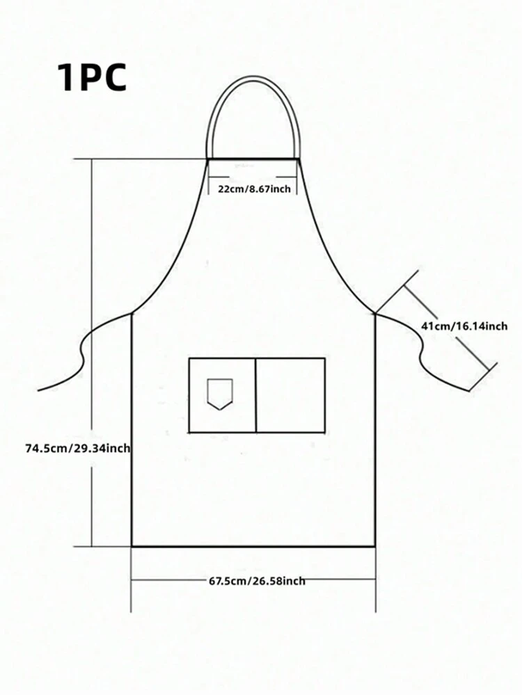 1pc New Fashion Canvas Kitchen Apron For Men & Women, Chef Cooking Apron For Bbq, Restaurant, Bar, Cafe, Beauty Salon, Nail Salon, Workshop Uniform,Kitchen,Bathroom,Home,Household Suppliers
