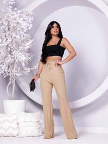 Women Pants - 杏色 - 查看 1